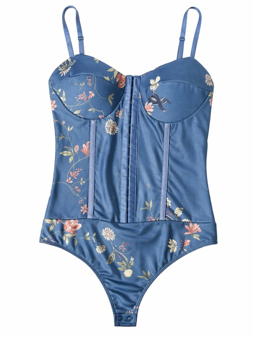 Free People Floral Corset Bodysuit Blue Indigo Size S NWT - Picture 4 of 4